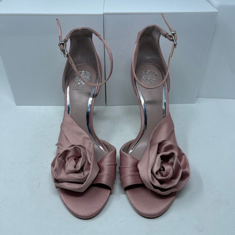 Vince Camuto Womens 8M Dusted Mauve Adaline Flower High Heel Sandals *Flaw